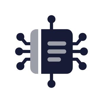 plano sencillo estilo chip microprocesador hardware componente tecnología icono vector