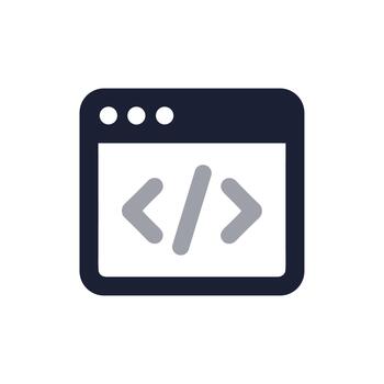 Flat Minimalist Code Snippet Window Programming Interface Icon vector