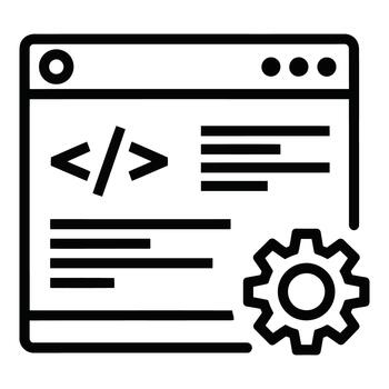 computadora código y ajustes engranaje icono para programación desarrollo vector