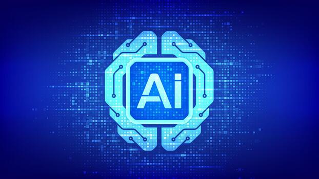 digital cerebro. ai. artificial inteligencia tecnología concepto. neural red. máquina aprendiendo. grande datos análisis. binario código antecedentes con dígitos 1.0. binario datos fluir. vector