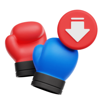 diminuire boxe guanti 3d icona isolato su trasparente sfondo png