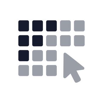 Flat Simple Grid Selection with Arrow Pointer Interface Icon vector