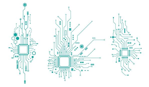 vertical pastilla procesador circuito tecnología elementos colección vector