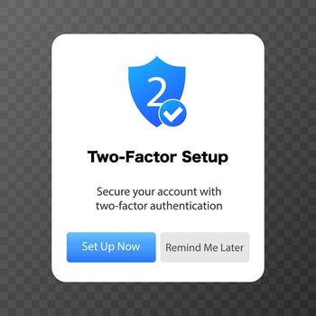 dos factores autenticación configuración. ilustración. vector