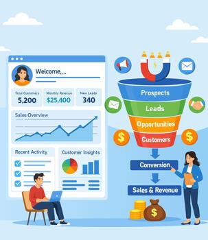 Customer Analytics Dashboard Interface with Business Data Visualization vector