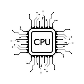 Microchip Line Icon , CPU Central Processing Unit Computer Processor Symbol vector