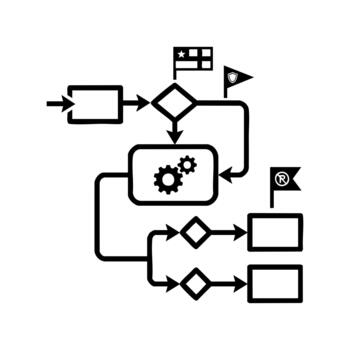 Data processing flowchart with regulatory flags vector