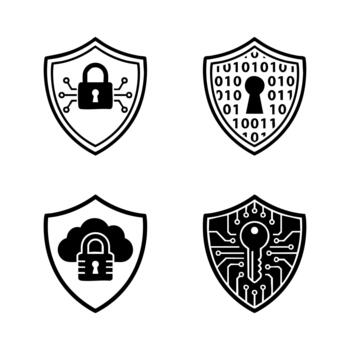 Data encryption shield vector