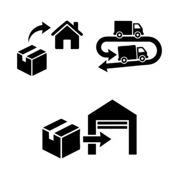 Return process shown as reverse arrow path vector