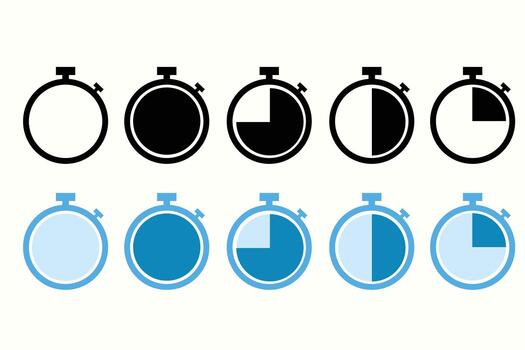 Stopwatch timer chronometer icon set. vector