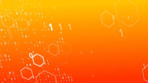 resumen binario código 0 0 y 1 naranja tecnología antecedentes vector