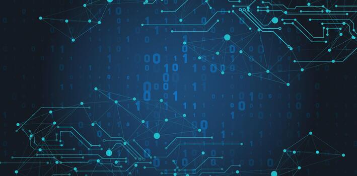 futurista ciber antecedentes digital red y computadora código vector