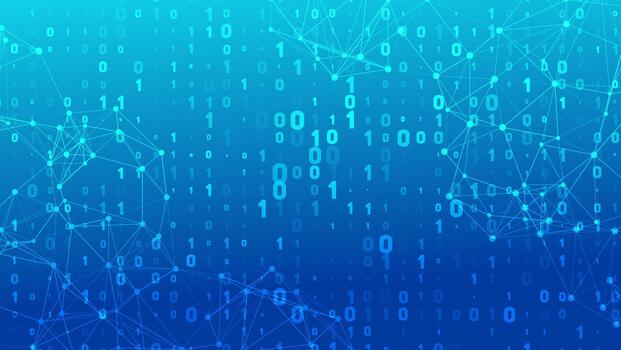 digital binario código 0 0 y 1 con red conexión tecnología antecedentes vector