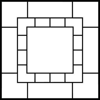 Abstract geometric pattern with a central square surrounded by rectangular frames. vector