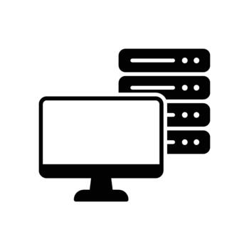 Computer database or server icon in solid style vector