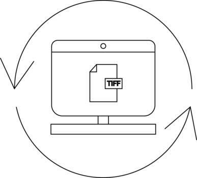 TIFF File Conversion Process on Computer Screen. vector