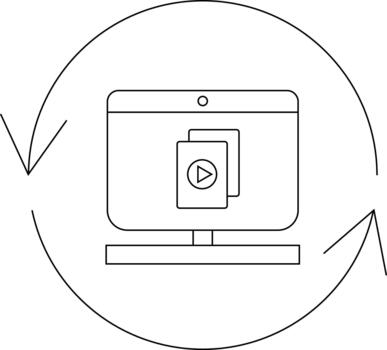 Conversion Process on Computer Screen with Circular Arrows. vector