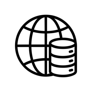Simple Outline Global Database Server Icon Shape Isolated Design vector