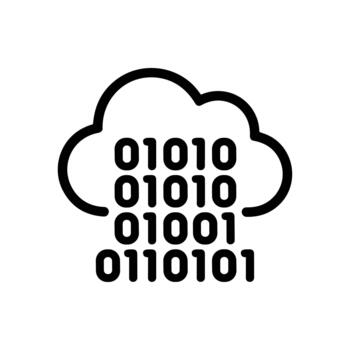 Simple Line Style Cloud Computing Binary Code Data Icon vector