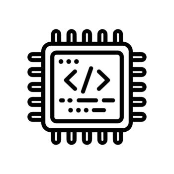 Outline Stroke Microchip Code Programming System Engineering Technology Icon vector