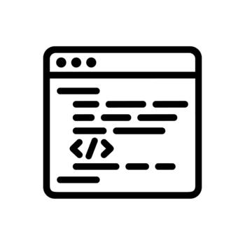 Line Art Browser Coding Window Application Interface Development Icon vector