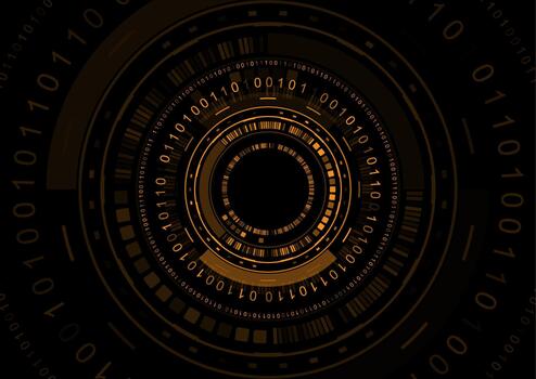 tecnología resumen antecedentes con ui circular elementos y binario código vector