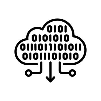 Linear Style Detail Cloud Binary Code Data Flow Icon vector