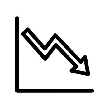 sencillo contorno disminución grafico línea icono demostración hacia abajo tendencia ilustración vector