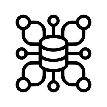 Simple Line Database Connection Node Network Outline Icon Element vector
