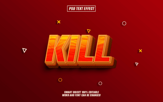 tuer texte effet avec 3d texte psd