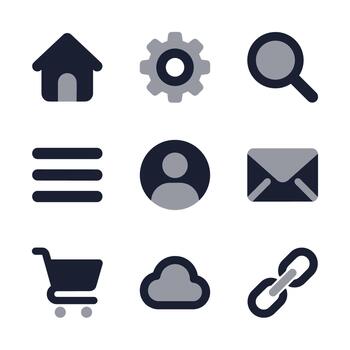 Minimalist Style Basic Mobile Application Interface Symbol Element Icon Set vector