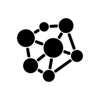 Solid Black Network Node Molecule Connection and Communication Structure Icon vector