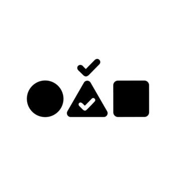 Simple Solid Shapes with Checkmarks Selection Objects Geometric Symbol vector