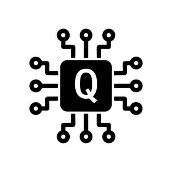 Simple Flat Quantum Processor Chip Central Processing Unit Innovation Icon vector
