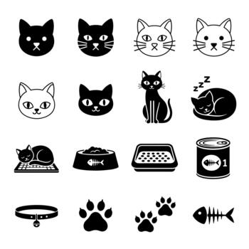 sencillo gato icono conjunto vector