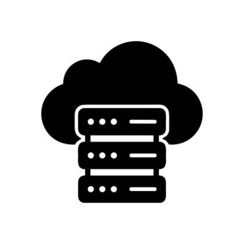 Simple Silhouette Cloud Computing Server Data Storage Technology Icon vector