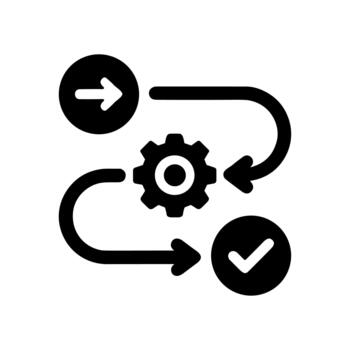 Solid Rounded Workflow Process Automation Technology Gear Checkmark Icon vector