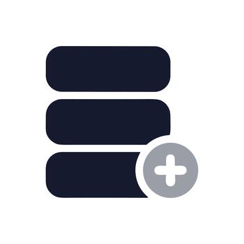 Flat Stack Data Storage Database Addition Sign Shape Icon Design vector