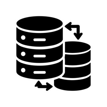 Solid Style Database Transfer Server Data Storage Connection Icon vector
