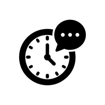 Simple Solid Style Time Clock Notification Reminder Icon Element vector