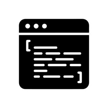 Solid Glyph Browser Window Coding Page Development Interface Icon vector