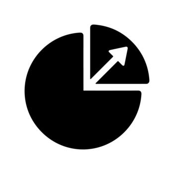 Simple Solid Segment Pie Chart Arrow Progress Statistic Icon vector