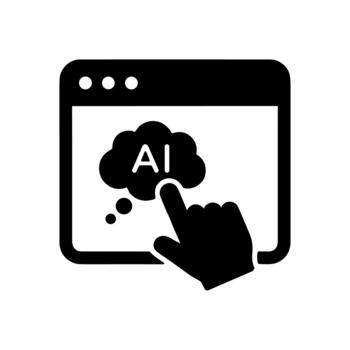 sólido negro toque ai icono en web navegador interfaz tecnología vector