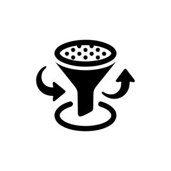 Filter Process Icon Showing Data Flow and Optimization Cycle vector
