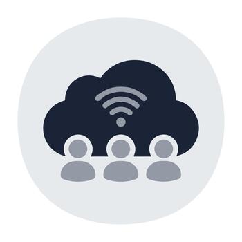 plano diseño nube informática trabajo en equipo tecnología datos red comunicación icono vector