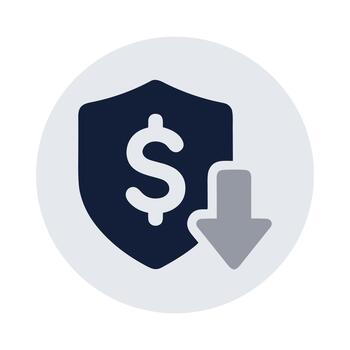 Modern Flat Shield Dollar Decrease Symbol Protection Finance Icon Illustration vector