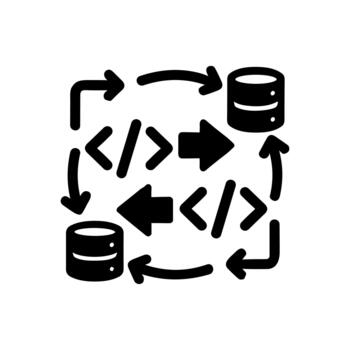 Solid Modern Code Transfer Database Process Development Flow Icon vector
