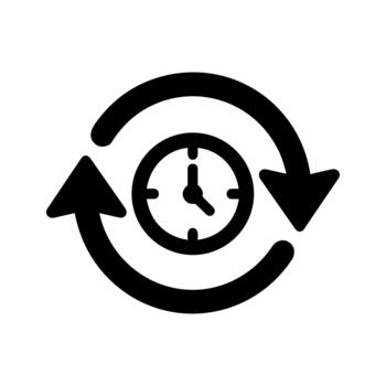 Simple Solid Time Loop Arrow Clock Icon Minimalist Style vector
