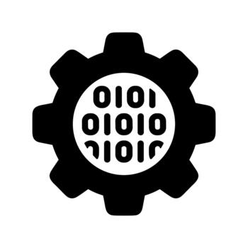 plano silueta engranaje binario código tecnología Ingenieria desarrollo icono vector