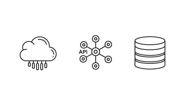Cloud computing API database integration concept illustration vector